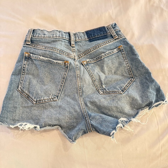 Abercrombie & Fitch Blue Jean Shorts High-Waisted Distressed Frayed Women's - Picture 2 of 13